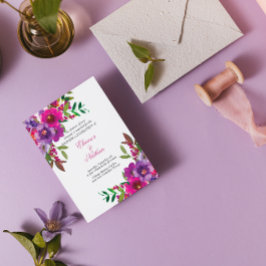 Chique Kleurrijke Waterverf Bloemen Zomer Bruiloft Kaart