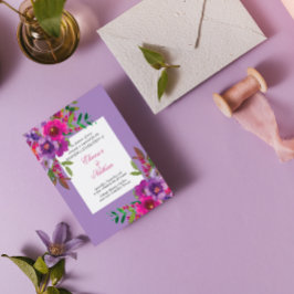 Chique Kleurrijke Waterverf Bloemen Zomer Bruiloft Kaart