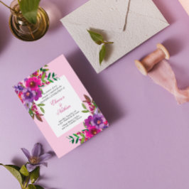 Chique Kleurrijke Waterverf Bloemen Zomer Bruiloft Kaart