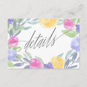 Chique kleurrijke Waterverf lente bloemenbruiloft Informatiekaartje (Voorkant)