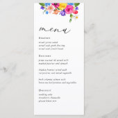 Chique kleurrijke wilde bloemen bruiloft menu (Voorkant)