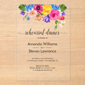 Chique kleurrijke wilde bloemen bruiloft repetitie acryl uitnodigingen (Voorkant)