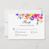 Chique kleurrijke wilde bloemen bruiloft RSVP kaar (Voorkant)