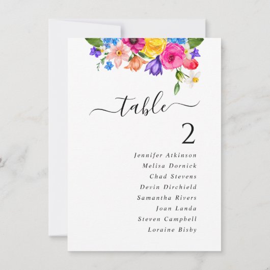 Chique kleurrijke wilde bloemen bruiloft zitgrafie (Achterkant)