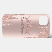 Chique Koele Glitter Kroon Daling Roze Goud Case-Mate iPhone Case (Achterkant (horizontaal))