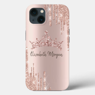 Chique Koele Glitter Kroon Daling Roze Goud Case-Mate iPhone Case