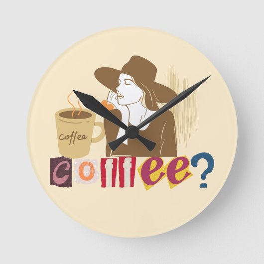 Chique Koffieliefhebber Retro Wandklok (Voorkant)