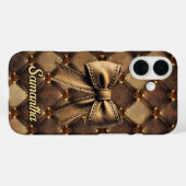 Chique kokette strik namaak leer monogram Case-Mate iPhone case (Achterkant (horizontaal))