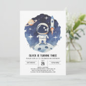 Chique komeet digitale astronaut jongen verjaardag kaart (Staand voorkant)