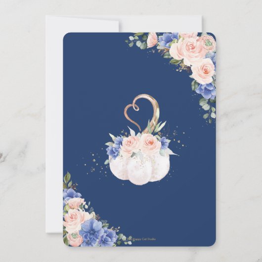 Chique Koningsblauw Blush Bloemstuk Pompoen Baby S Kaart (Achterkant)
