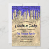 Chique koningsblauw goud glitter druipt Kerstmis Kaart (Voorkant)