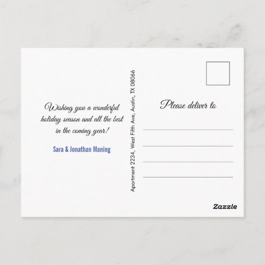 Chique koningsblauw zilver glitter Kerstmis Nieuwj Briefkaart (Achterkant)