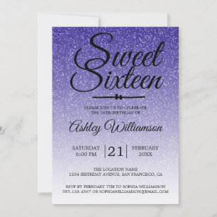Chique Koningsblauwe Glitter Ombre Sweet 16 Verjaa Kaart