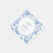 Chique Koningsblauwe Toile Rozen Persoonlijke Trou Servet (Hoek)
