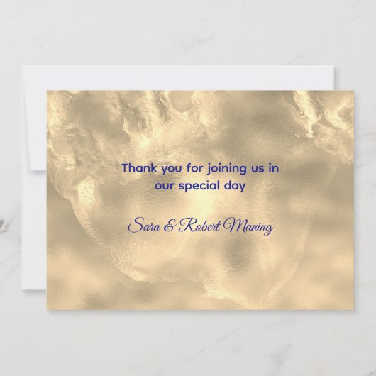 Chique koninklijkblauwe gouden glitters die druipe bedankkaart (Achterkant)