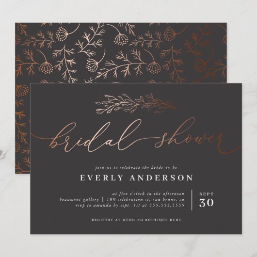 chique koperkalligrafie | Elegant Vrijgezellenfees Kaart (Voorkant / Achterkant)