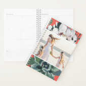 Chique Koraal Bloemen Twee Foto met Monogram Planner (Display)
