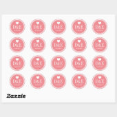 Chique koraal roze monogram bruiloft stickers (Vel)