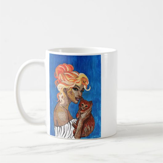 Chique krant tekst Pop Art Kat Moeder Cadeau Mok (Links)