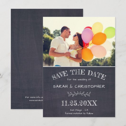 Chique krijtbord foto bruiloft Save the Date Kaart (Voorkant / Achterkant)
