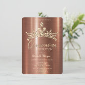 Chique kroon bruin metallic quinceañera kaart (Staand voorkant)