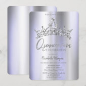 Chique Kroon Violet Metallic Quinceañera Kaart (Voorkant / Achterkant)