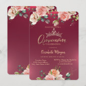 Chique kroonrozen burgundy Quinceañera  Kaart (Voorkant / Achterkant)