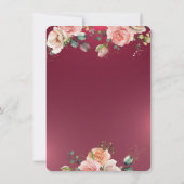Chique kroonrozen burgundy Quinceañera  Kaart (Achterkant)