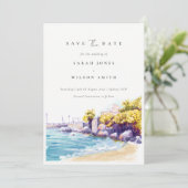 Chique Kust Zand Strand Rotsachtig Zeegezicht Wate Save The Date (Staand voorkant)