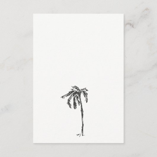 Chique Kustpalm Schets Bruiloft Receptie Informatiekaartje (Achterkant)
