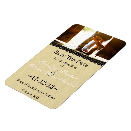 Chique land kant foto Save the date magneet (Linkerzijde)