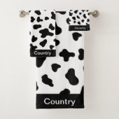 Chique Land Zwart-wit Koe Patroon Bad Handdoek (Insitu)
