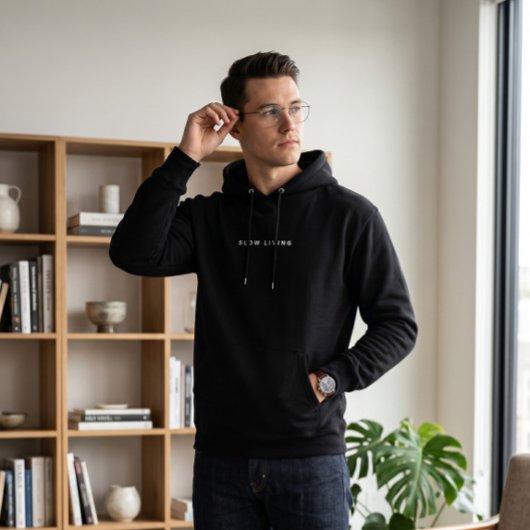 Chique Langzaam Leven Gespreide Typografie Minimal Hoodie
