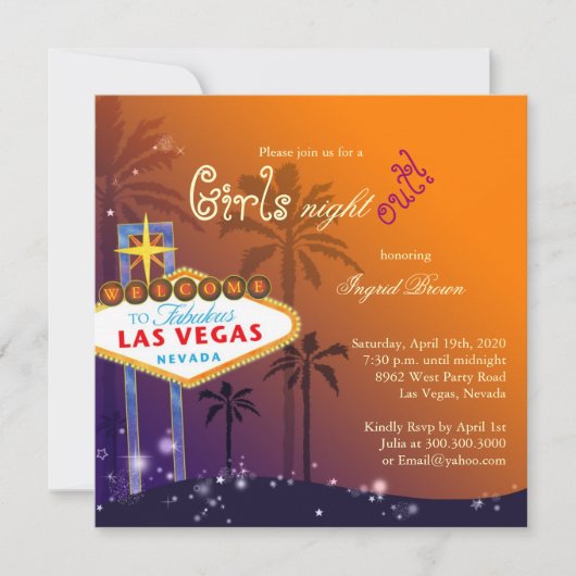 Chique Las Vegas Bachelorette Party uitnodiging (Voorkant)