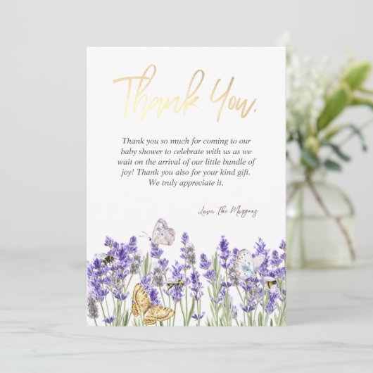 Chique Lavander Vlinders Botanisch Bedankkaart (Staand voorkant)
