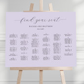 Chique Lavendel Alfabetische Bruiloft Zittingkaart Poster