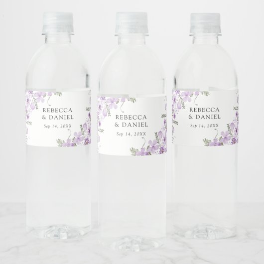Chique lavendel bruiloft water fles label waterfles etiket (Flessen)