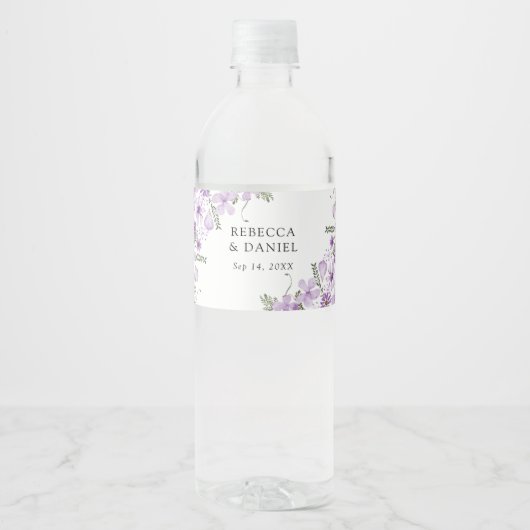 Chique lavendel bruiloft water fles label waterfles etiket (Voorkant)