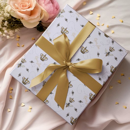 Chique Lavendel Buzzing Royal Queen Bee & Gold Cro Cadeaupapier