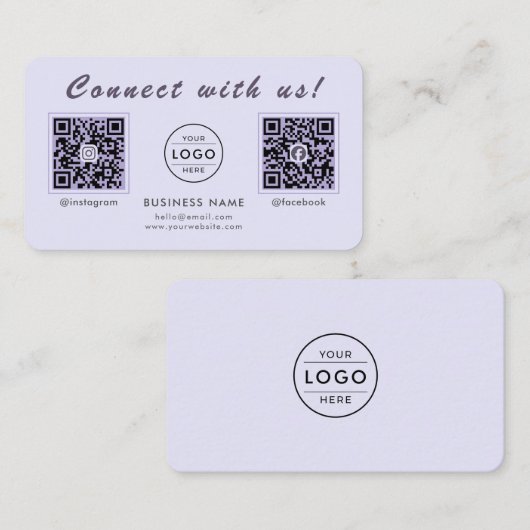 Chique Lavendel Dubbele QR-code Multi Sociale Medi Visitekaartje (Voorkant / Achterkant)
