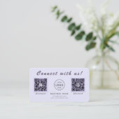 Chique Lavendel Dubbele QR-code Multi Sociale Medi Visitekaartje (Staand voorkant)