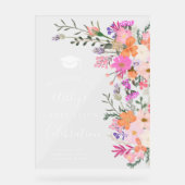 Chique lavendel floral waterverf afstuderen welkom acryl bord (Voorkant)