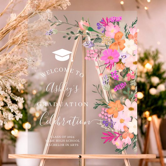 Chique lavendel floral waterverf afstuderen welkom acryl bord