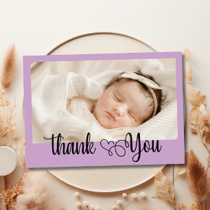 Chique Lavendel Foto Baby Shower Bedankt