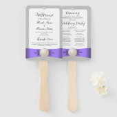 Chique lavendel & grijs parel lint bruiloft progra handwaaier (Voorkant en achterkant)