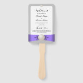 Chique lavendel & grijs parel lint bruiloft progra handwaaier (Voorkant)