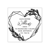 Chique lavendel hart getrouwd paar retour adres rubberstempel (Afrduk)