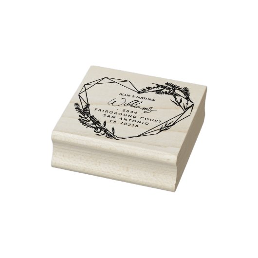 Chique lavendel hart getrouwd paar retour adres rubberstempel (Stempel)