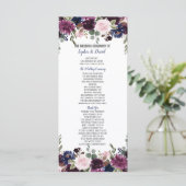 Chique lavendel marineblauw bloem bloesem programm programmakaart (Staand voorkant)