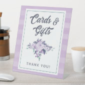 Chique Lavendel Paarse & Blauwgroen Bloemen Kaarte Reclamebord Met Voetstuk (Insitu)